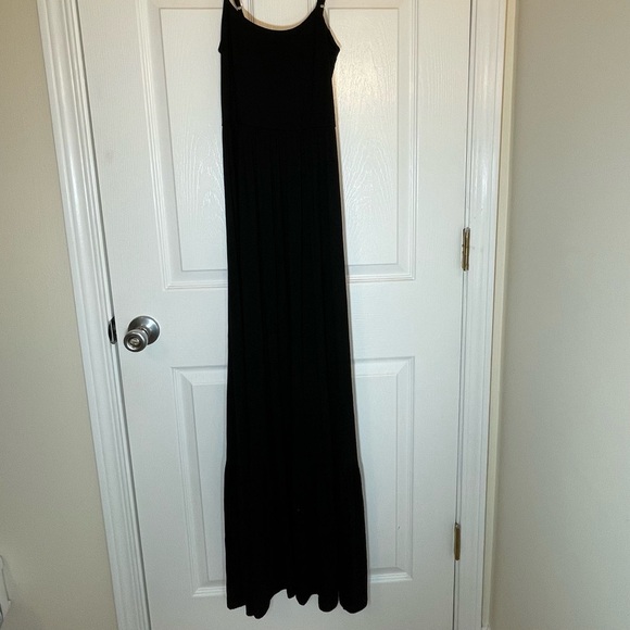 Roan + Ryan Maxi Dress Women's XS Black Square Neck Spaghetti Strap Smocked - Picture 4 of 12